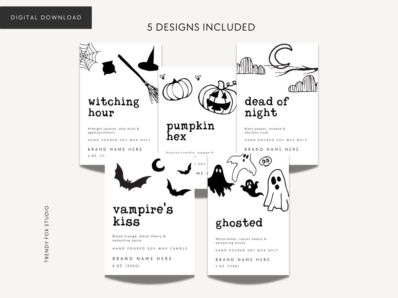 Halloween Wax Melt Label Canva Template | Spooky Ghosts & Pumpkins