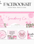 Facebook Branding Canva Template | Vintage Pink Christmas Cover Photos & Icon | Roselle