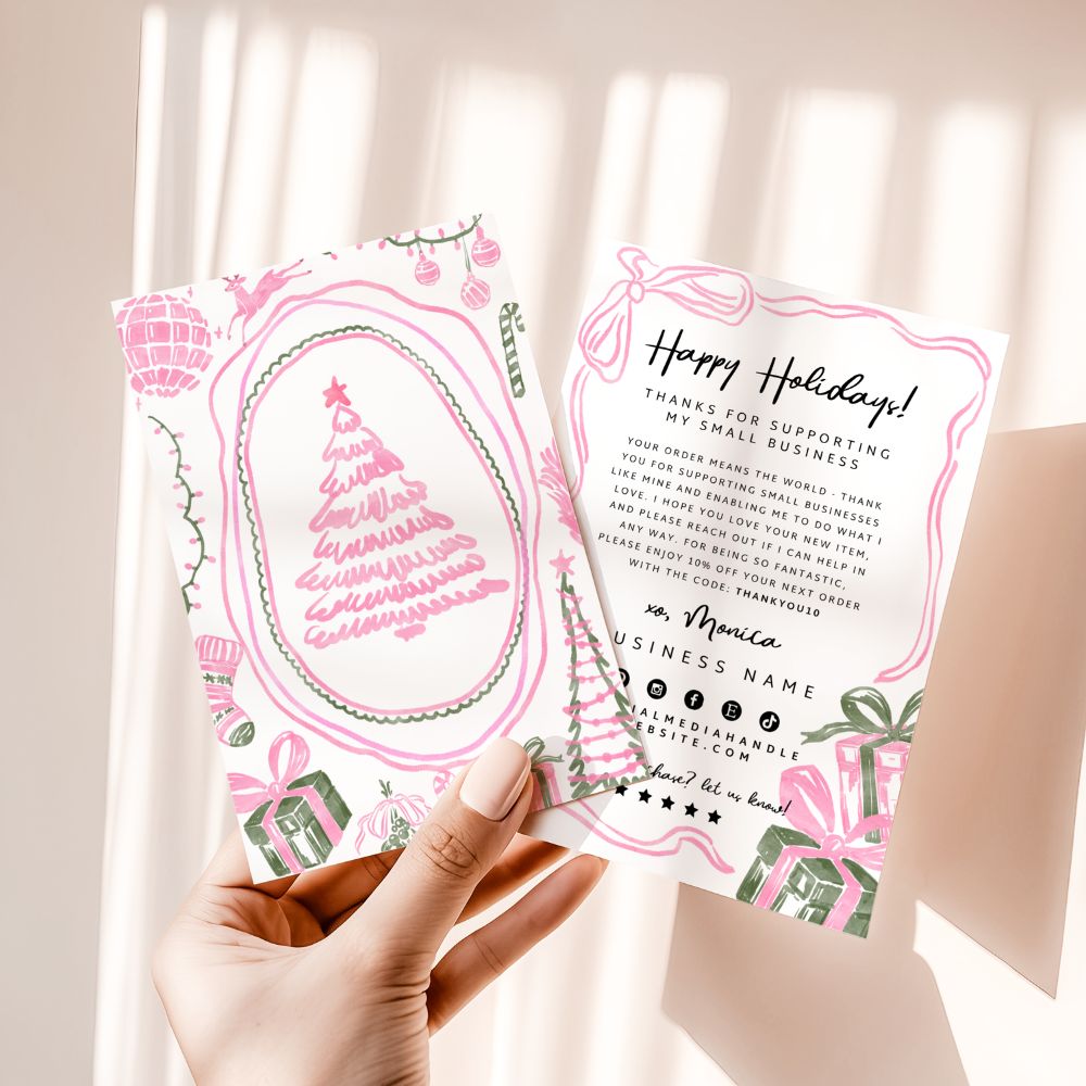 Christmas Business Thank You Card Canva Template | Roselle - Trendy Fox Studio