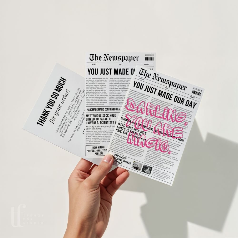 Newspaper Thank You Card | Canva Template - Trendy Fox Studio