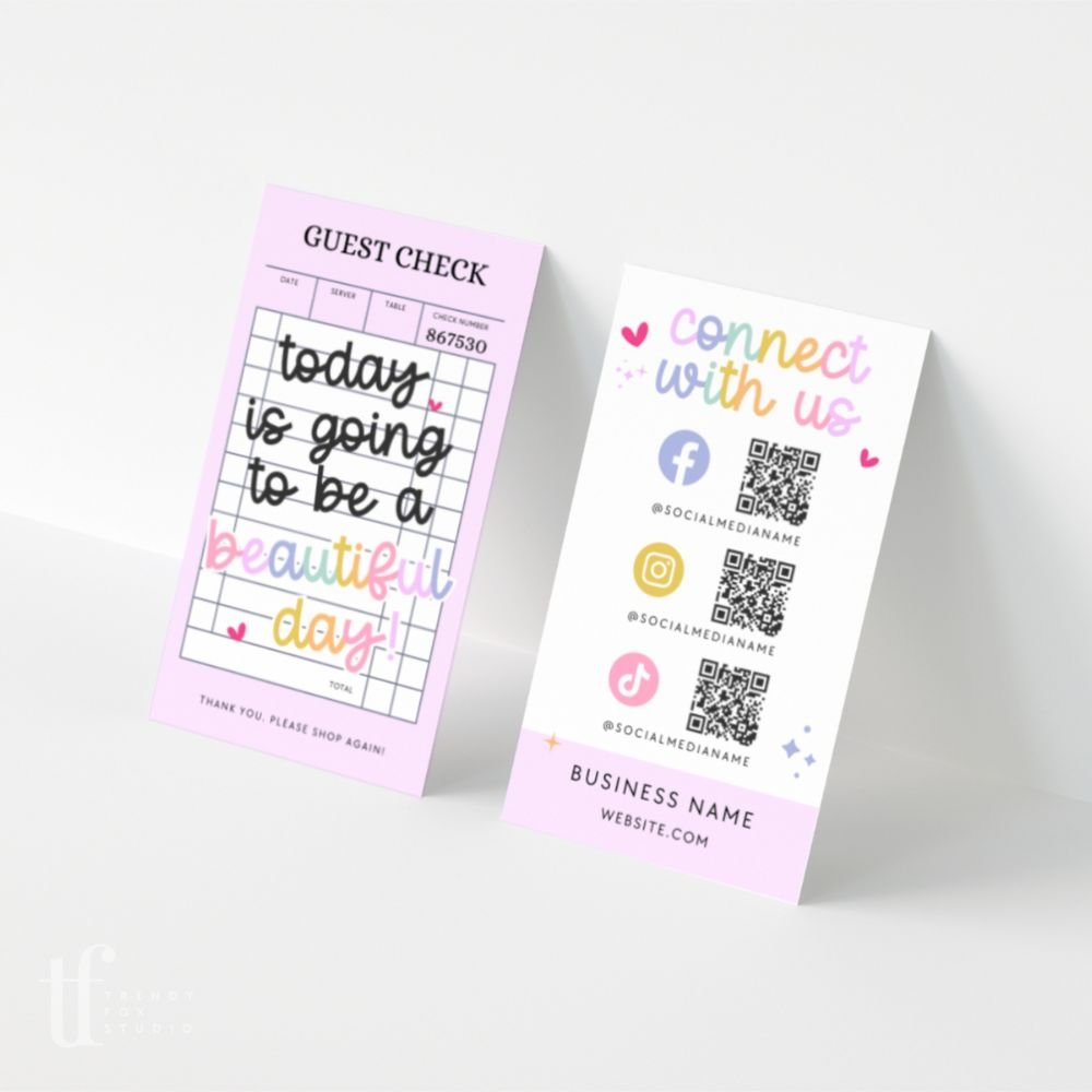 QR Code Social Media Connect with Us Business Card Canva Template | Lulu - Trendy Fox Studio