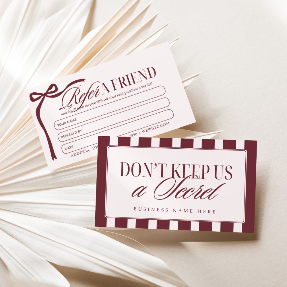 Refer A Friend Discount Card Canva Template | Elegant Old Money | Lorna - Trendy Fox Studio