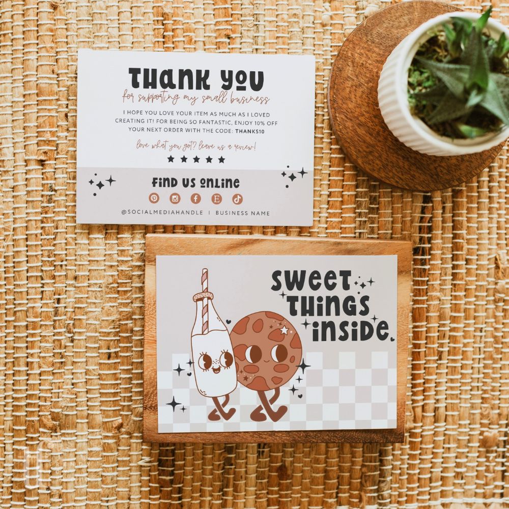 Business Thank You Card Canva Template | Retro Characters | Millie - Trendy Fox Studio