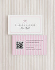 Business Card Canva Template with QR Code | Coquette Stripes | Brit - Trendy Fox Studio