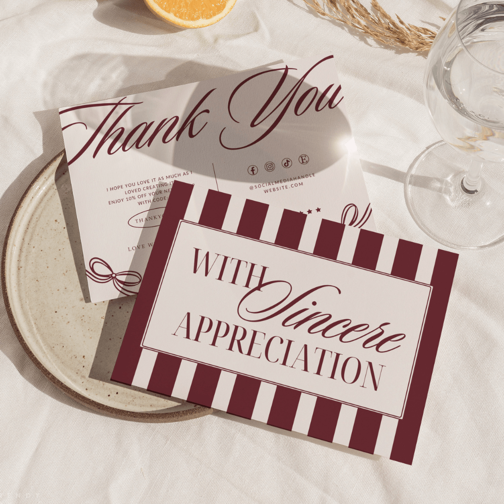 Business Thank You Card Canva Template | Elegant Old Money Style | Lorna - Trendy Fox Studio
