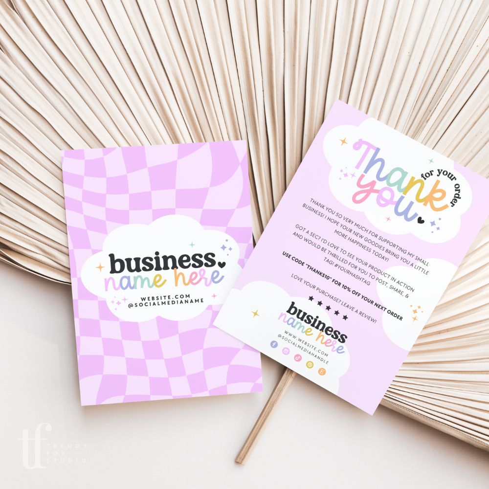 Business Thank You Card Canva Template | Portrait | Lulu - Trendy Fox Studio