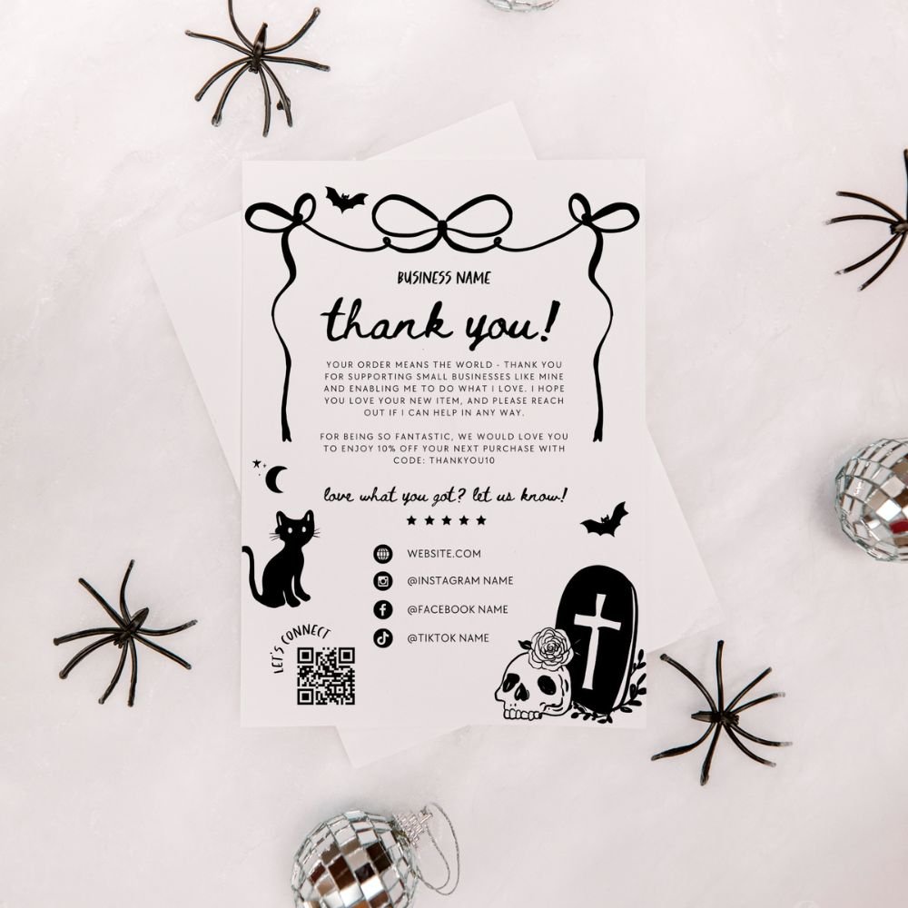 Halloween Business Thank You Card Canva Template | Whimsical Coquette - Trendy Fox Studio