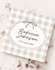 Square Business Card Canva Template with QR Code | Cottagecore Gingham | Lula - Trendy Fox Studio
