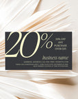 Business Coupon Card, Discount Card Canva Template | Luxe Black | Nysa - Trendy Fox Studio