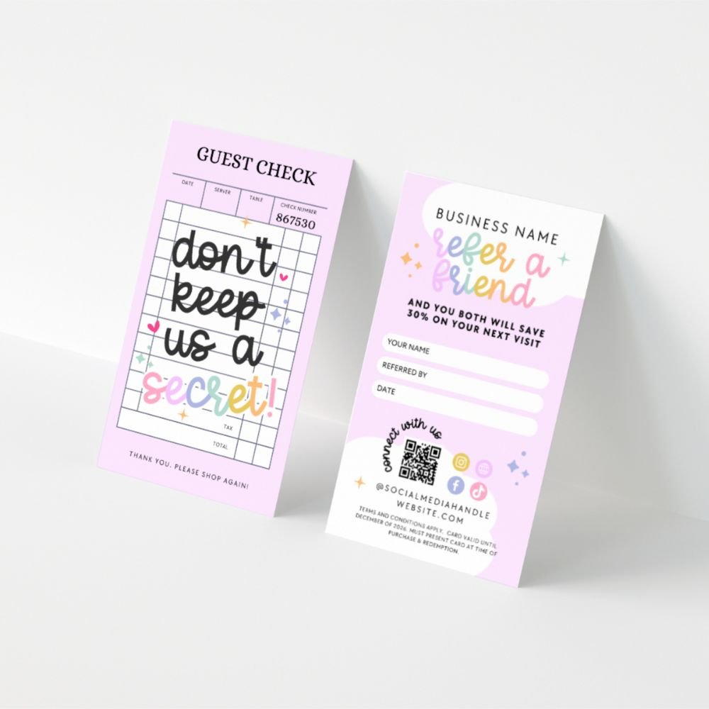 Refer A Friend Discount Card Canva Template | Colorful Rainbow | Lulu - Trendy Fox Studio
