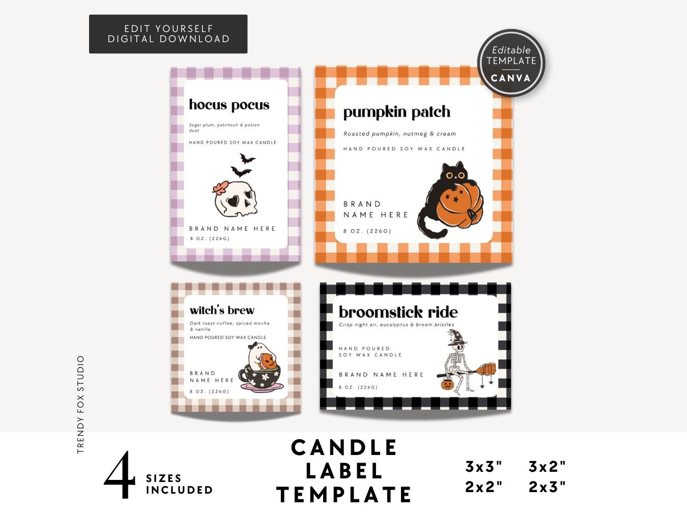 Halloween Candle Label Canva Template | Cozy & Cute Halloween - Trendy Fox Studio