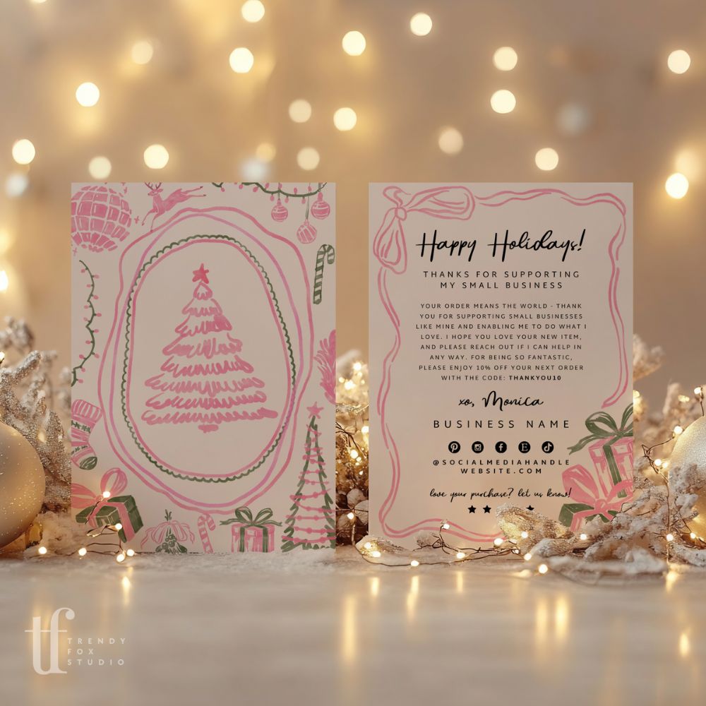 Christmas Business Thank You Card Canva Template | Roselle - Trendy Fox Studio