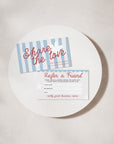 Refer A Friend Discount Business Card Canva Template | Preppy Stripes| Margot - Trendy Fox Studio
