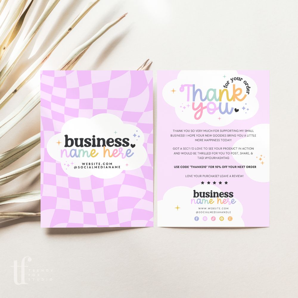 Business Thank You Card Canva Template | Portrait | Lulu - Trendy Fox Studio