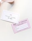 Refer A Friend Discount Card Canva Template | Striped Coquette | Brit - Trendy Fox Studio