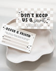 Refer A Friend Discount Card Canva Template | Cute Retro Checkered | Millie - Trendy Fox Studio