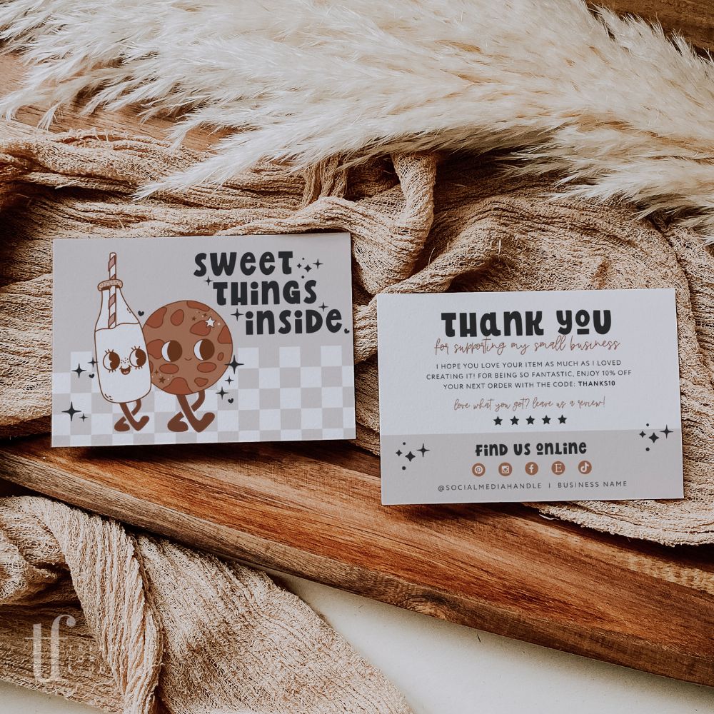 Business Thank You Card Canva Template | Retro Characters | Millie - Trendy Fox Studio