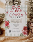 Christmas Craft Fair Event Flyer with QR Code Canva Template | Preppy Granmillenial - Trendy Fox Studio