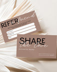 Refer A Friend Discount Business Card Canva Template | Modern Editorial | Lyra - Trendy Fox Studio