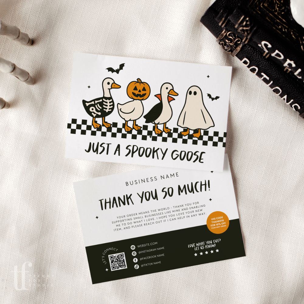 Halloween Business Thank You Card Canva Template | Just A Spooky Goose - Trendy Fox Studio