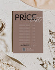 Price List Menu Canva Template | Modern Editorial | Lyra - Trendy Fox Studio