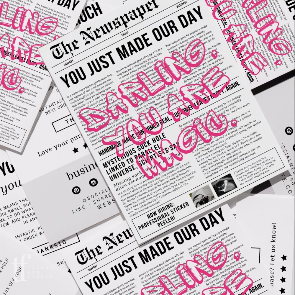 Newspaper Thank You Card | Canva Template - Trendy Fox Studio