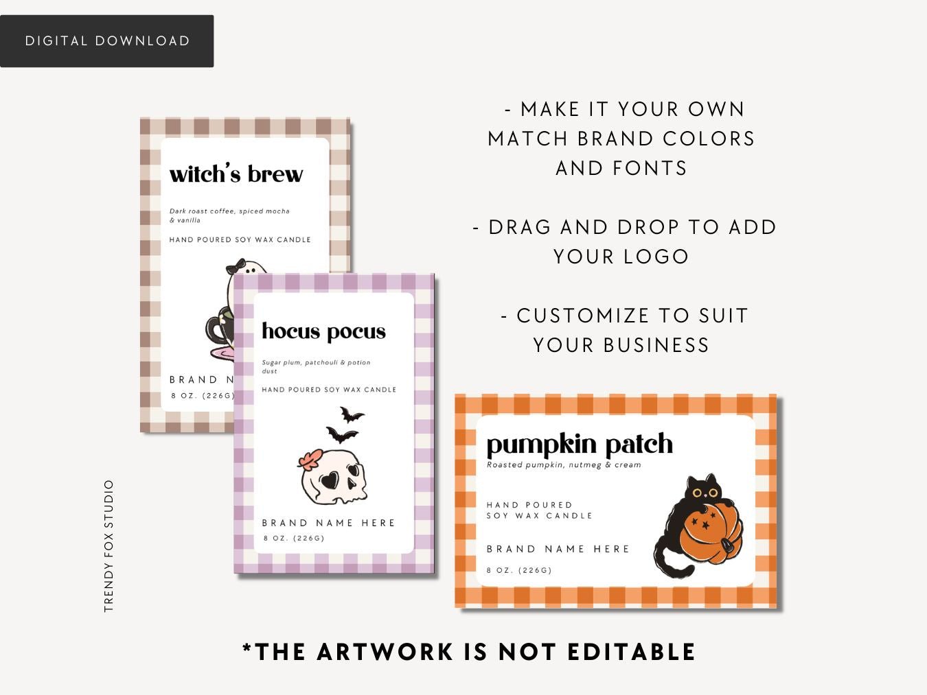 Halloween Candle Label Canva Template | Cozy & Cute Halloween - Trendy Fox Studio