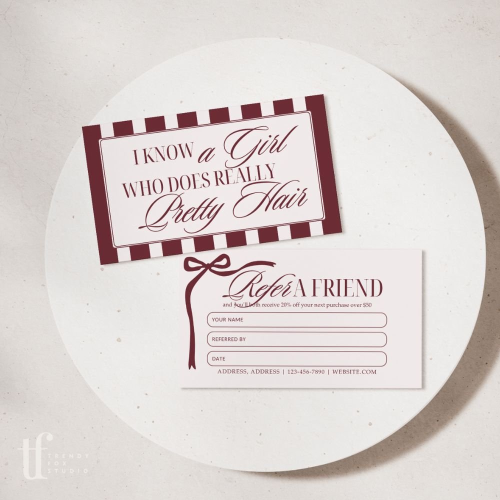 Refer A Friend Discount Card Canva Template | Elegant Old Money | Lorna - Trendy Fox Studio