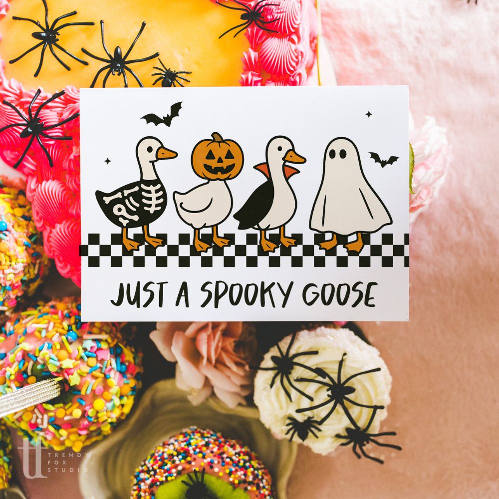 Halloween Business Thank You Card Canva Template | Just A Spooky Goose - Trendy Fox Studio