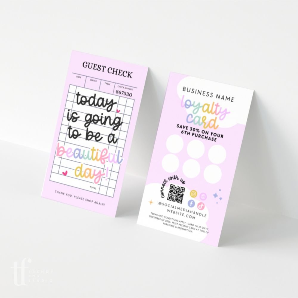 Loyalty Card Canva Template | Colorful Rainbow | Lulu - Trendy Fox Studio