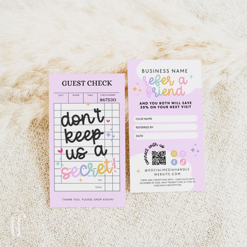 Refer A Friend Discount Card Canva Template | Colorful Rainbow | Lulu - Trendy Fox Studio