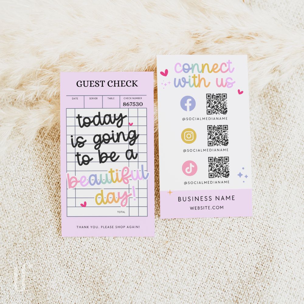 QR Code Social Media Connect with Us Business Card Canva Template | Lulu - Trendy Fox Studio