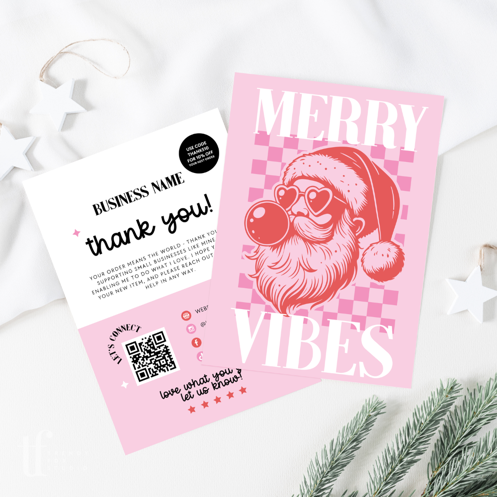 Christmas Business Thank You Card Canva Template | Retro Merry Vibes