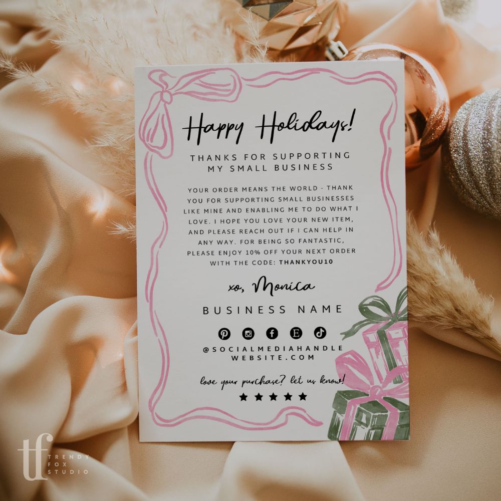 Christmas Business Thank You Card Canva Template | Roselle - Trendy Fox Studio