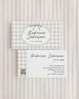 Business Card Canva Template with QR Code | Cottagecore Gingham | Lula - Trendy Fox Studio