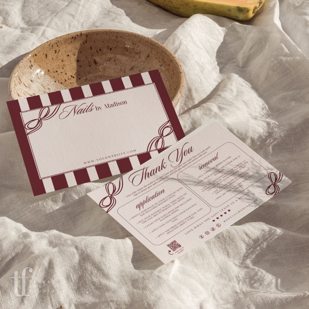 False/Artificial Nails Backing Card, Editable Press On Nail Display Card Canva Template | Lorna - Trendy Fox Studio