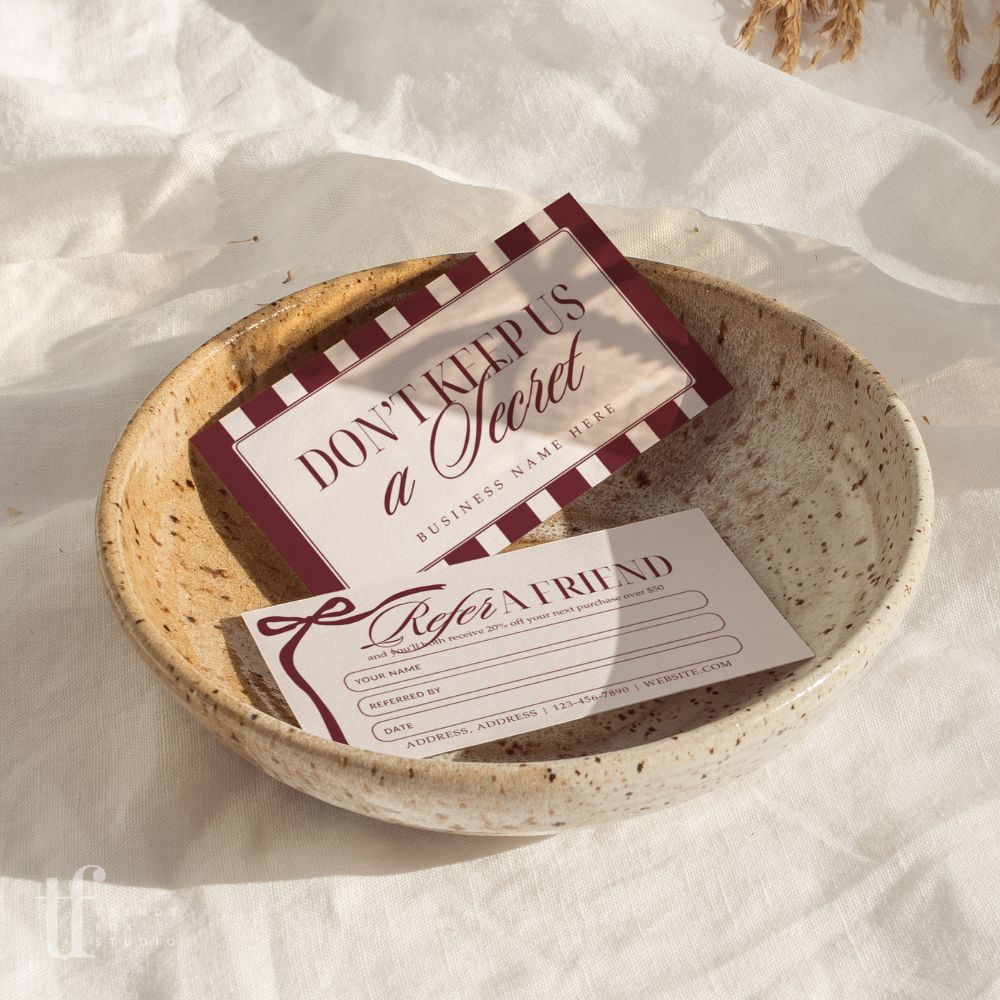 Refer A Friend Discount Card Canva Template | Elegant Old Money | Lorna - Trendy Fox Studio