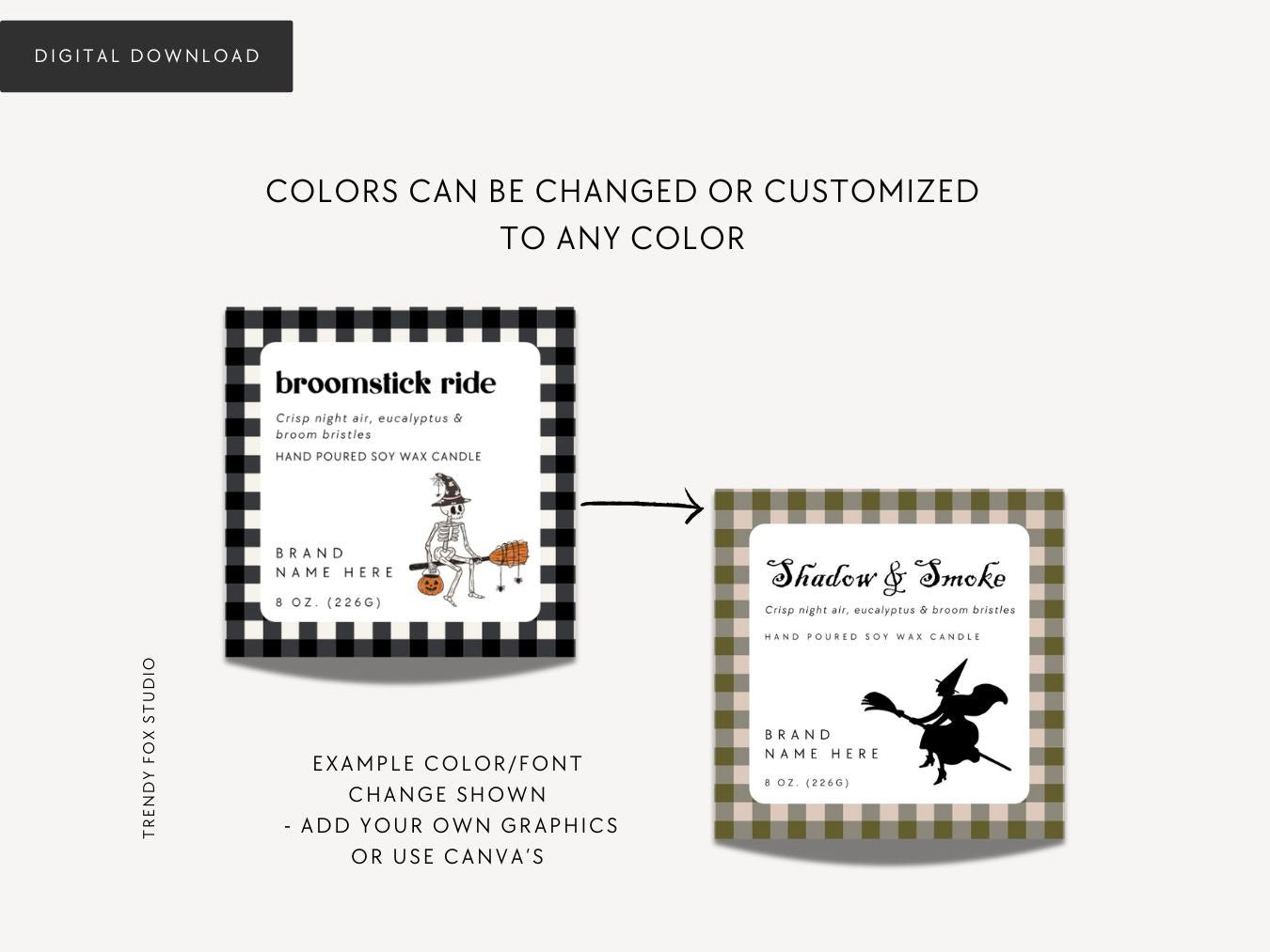 Halloween Candle Label Canva Template | Cozy & Cute Halloween - Trendy Fox Studio