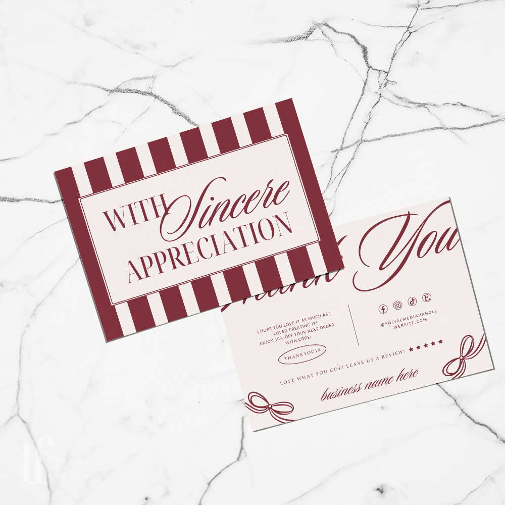 Business Thank You Card Canva Template | Elegant Old Money Style | Lorna - Trendy Fox Studio