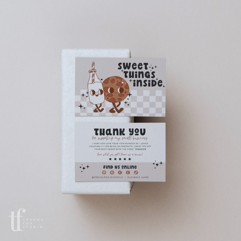 Business Thank You Card Canva Template | Retro Characters | Millie - Trendy Fox Studio