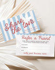 Refer A Friend Discount Business Card Canva Template | Preppy Stripes| Margot - Trendy Fox Studio