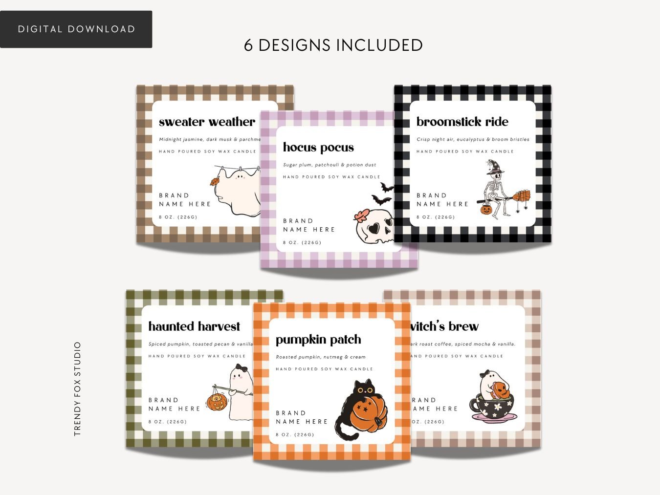 Halloween Candle Label Canva Template | Cozy & Cute Halloween - Trendy Fox Studio