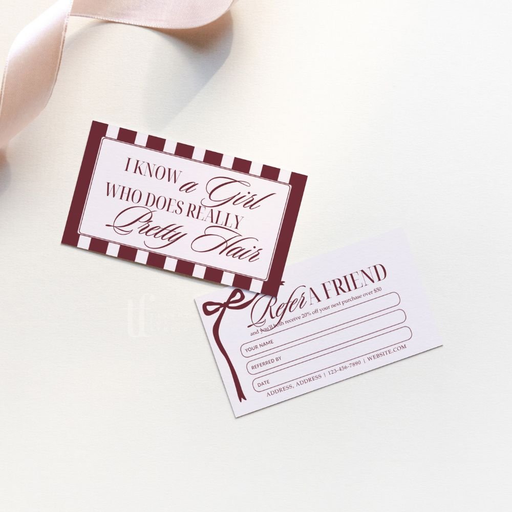 Refer A Friend Discount Card Canva Template | Elegant Old Money | Lorna - Trendy Fox Studio