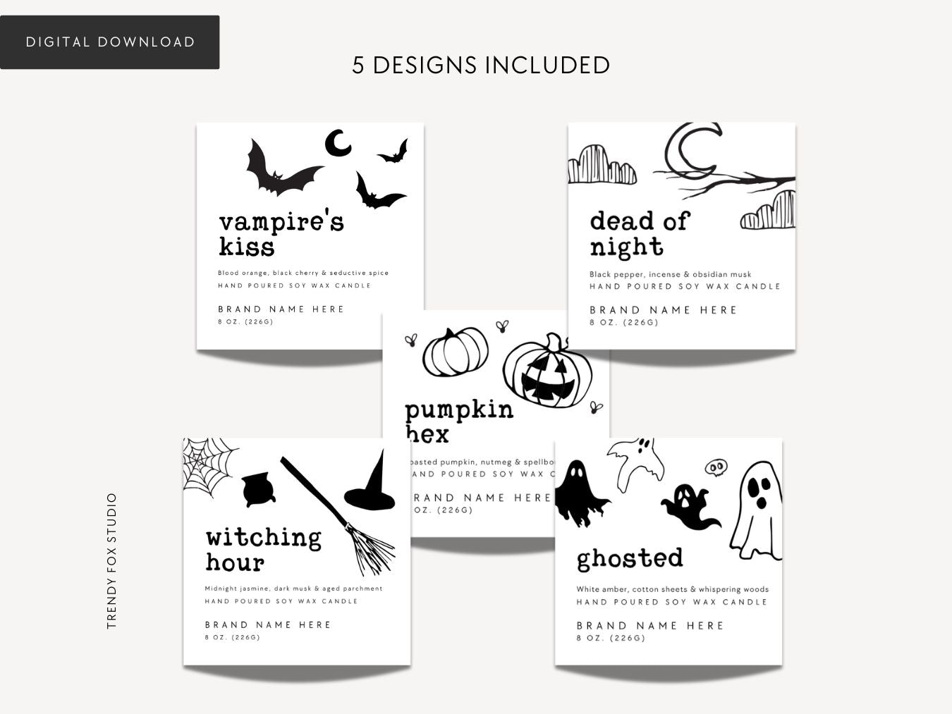 Halloween Candle Label Canva Template | Spooky Ghosts & Pumpkins - Trendy Fox Studio
