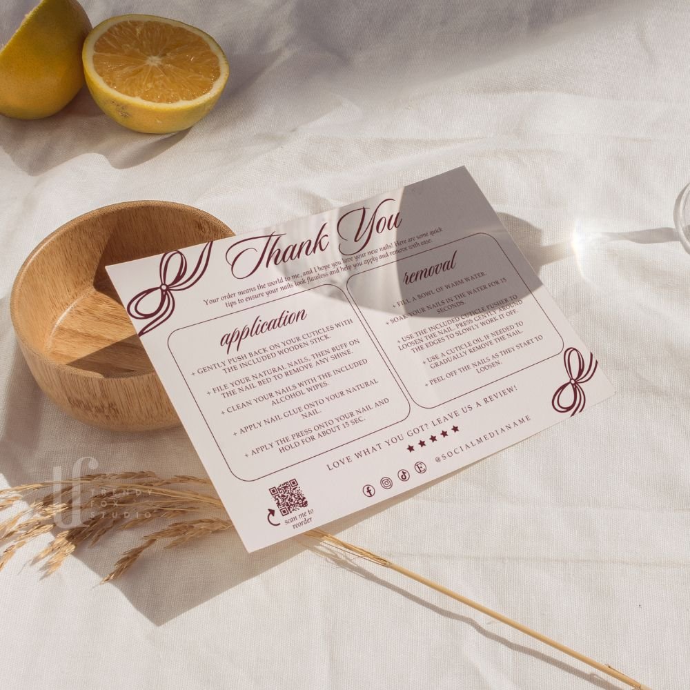 False/Artificial Nails Backing Card, Editable Press On Nail Display Card Canva Template | Lorna - Trendy Fox Studio