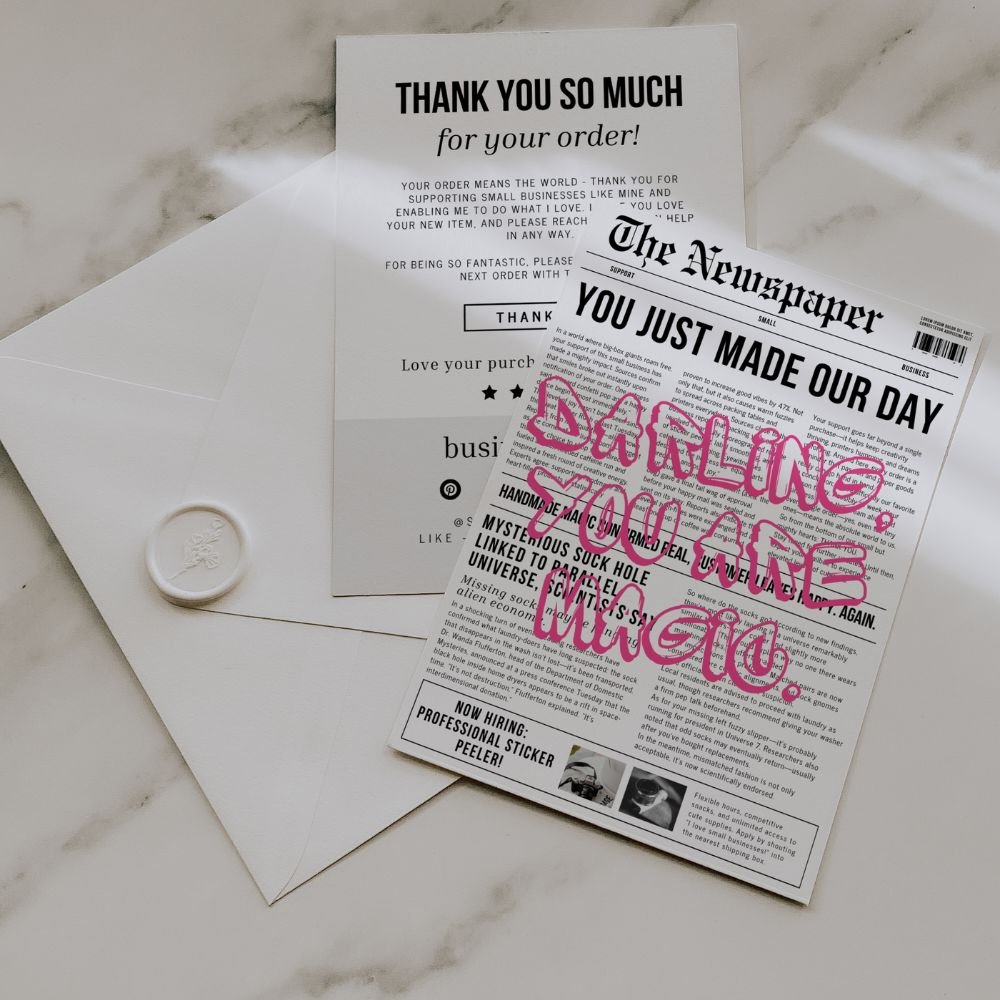 Newspaper Thank You Card | Canva Template - Trendy Fox Studio