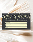 Refer A Friend Discount Card Canva Template | Luxe Black | Nysa - Trendy Fox Studio
