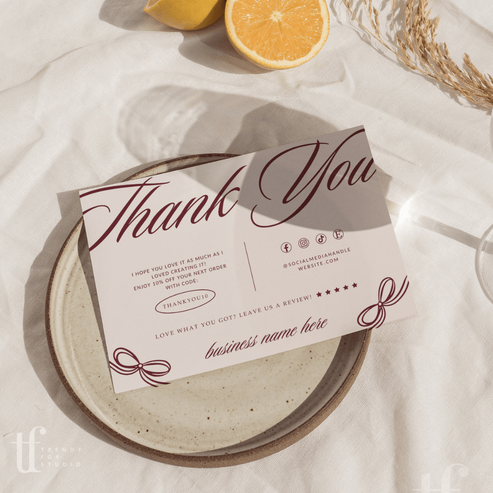 Business Thank You Card Canva Template | Elegant Old Money Style | Lorna - Trendy Fox Studio