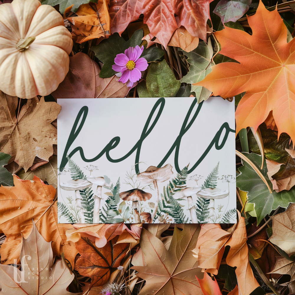 Watercolor Mushroom Business Thank You Card Canva Template