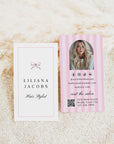 Business Card Canva Template with Photo & QR Code | Coquette Stripes | Brit - Trendy Fox Studio